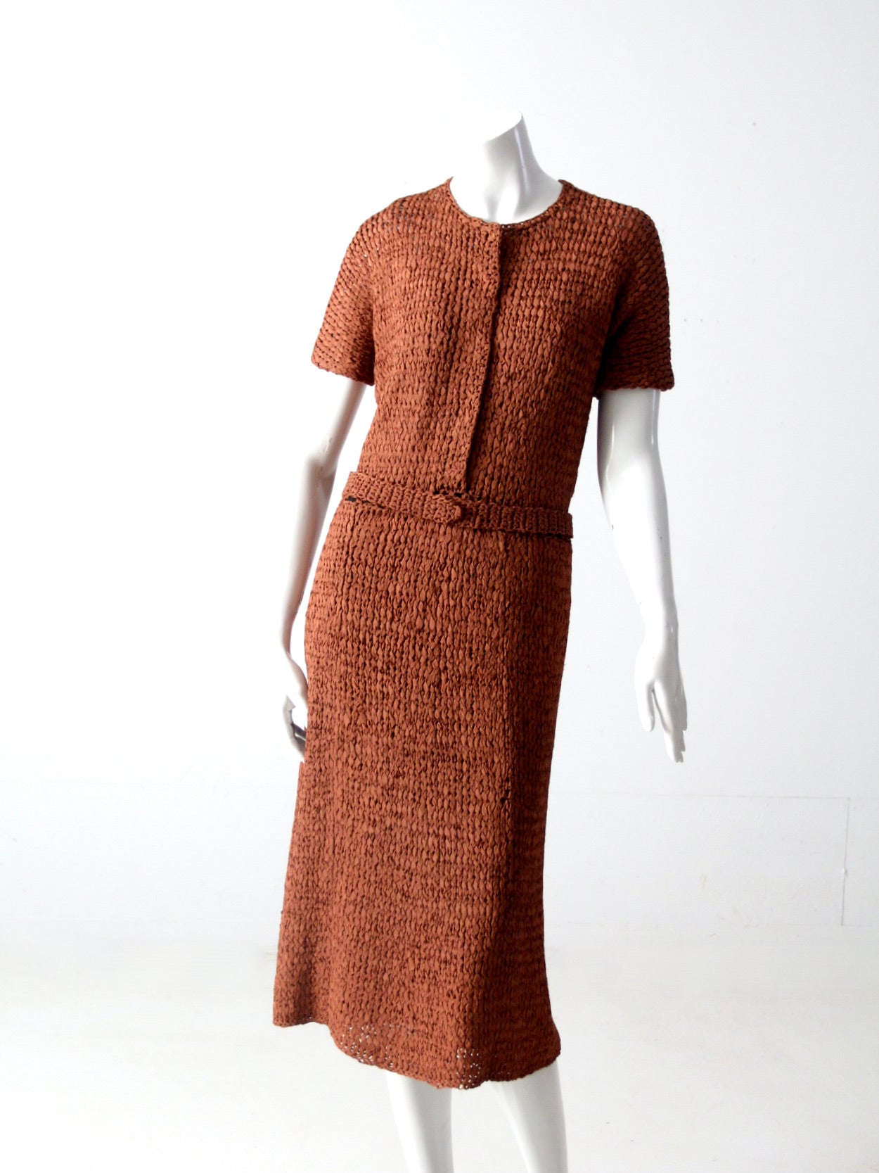 vintage 40s knit ribbon dress