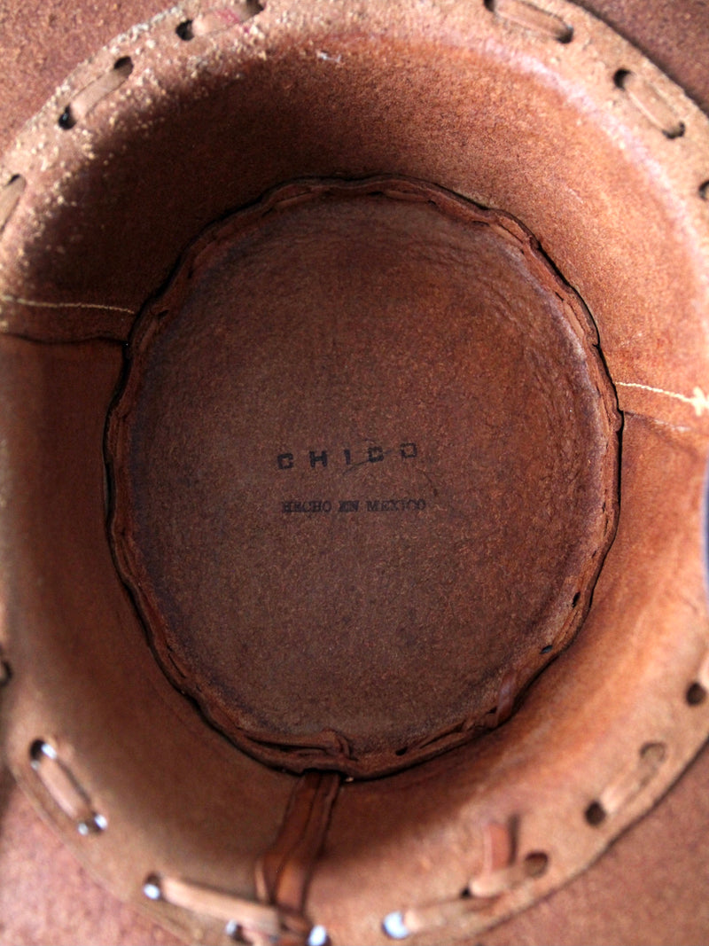 vintage Mexican tooled leather hat