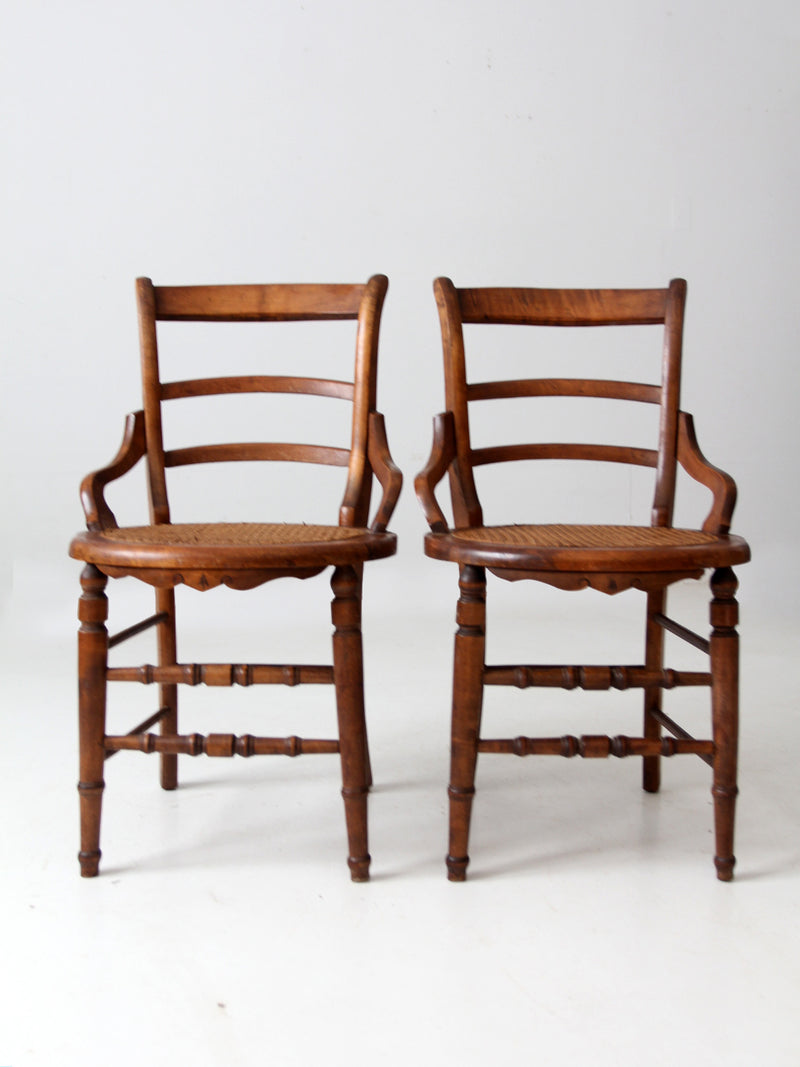 antique Victorian cane seat chairs pair