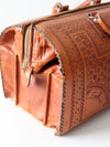 vintage tooled leather satchel bag