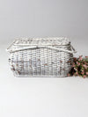 vintage white wicker picnic basket