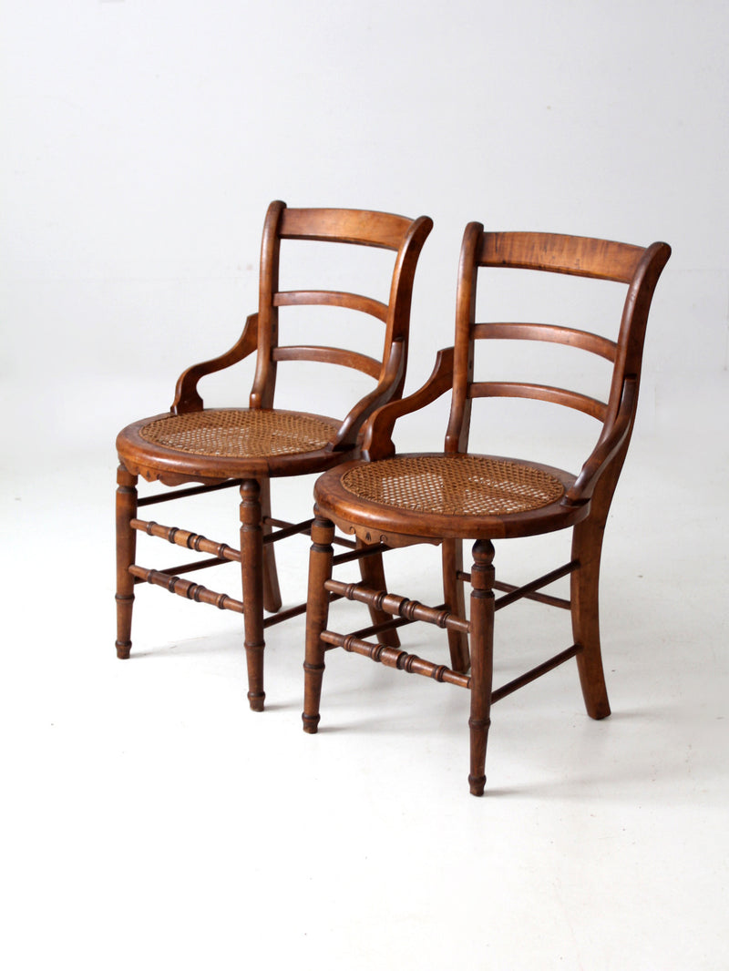 antique Victorian cane seat chairs pair