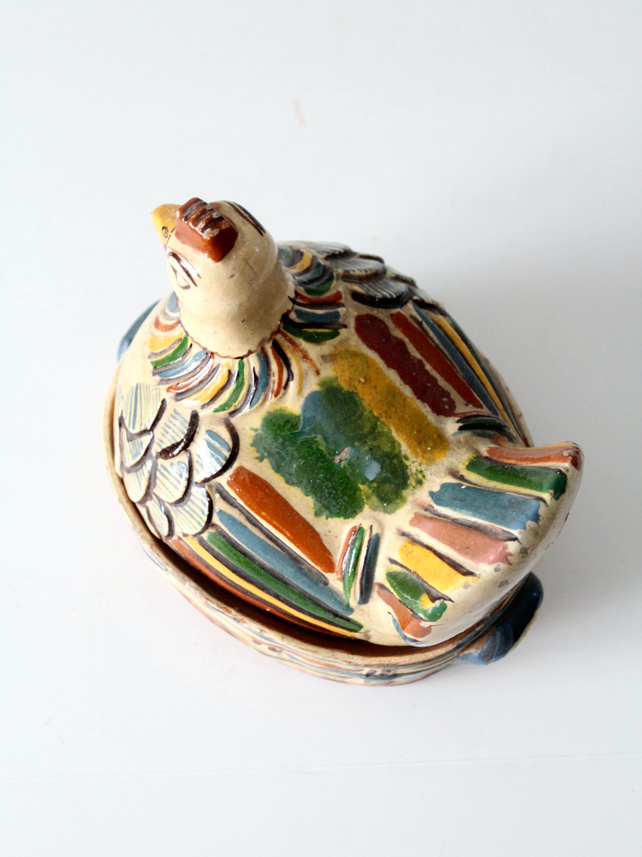 vintage Tonala ceramic chicken covered dish