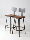 mid century industrial stools pair