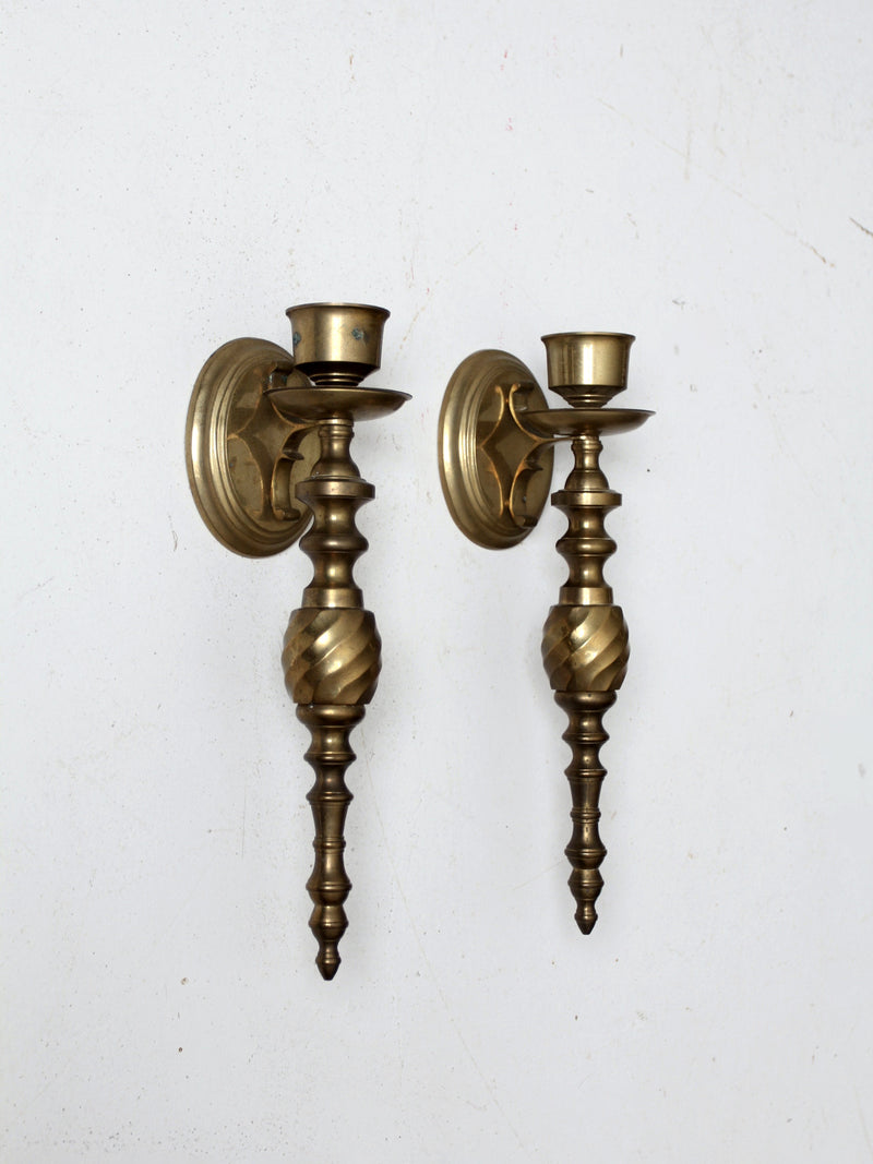 vintage brass candle sconces pair