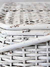 vintage white wicker picnic basket