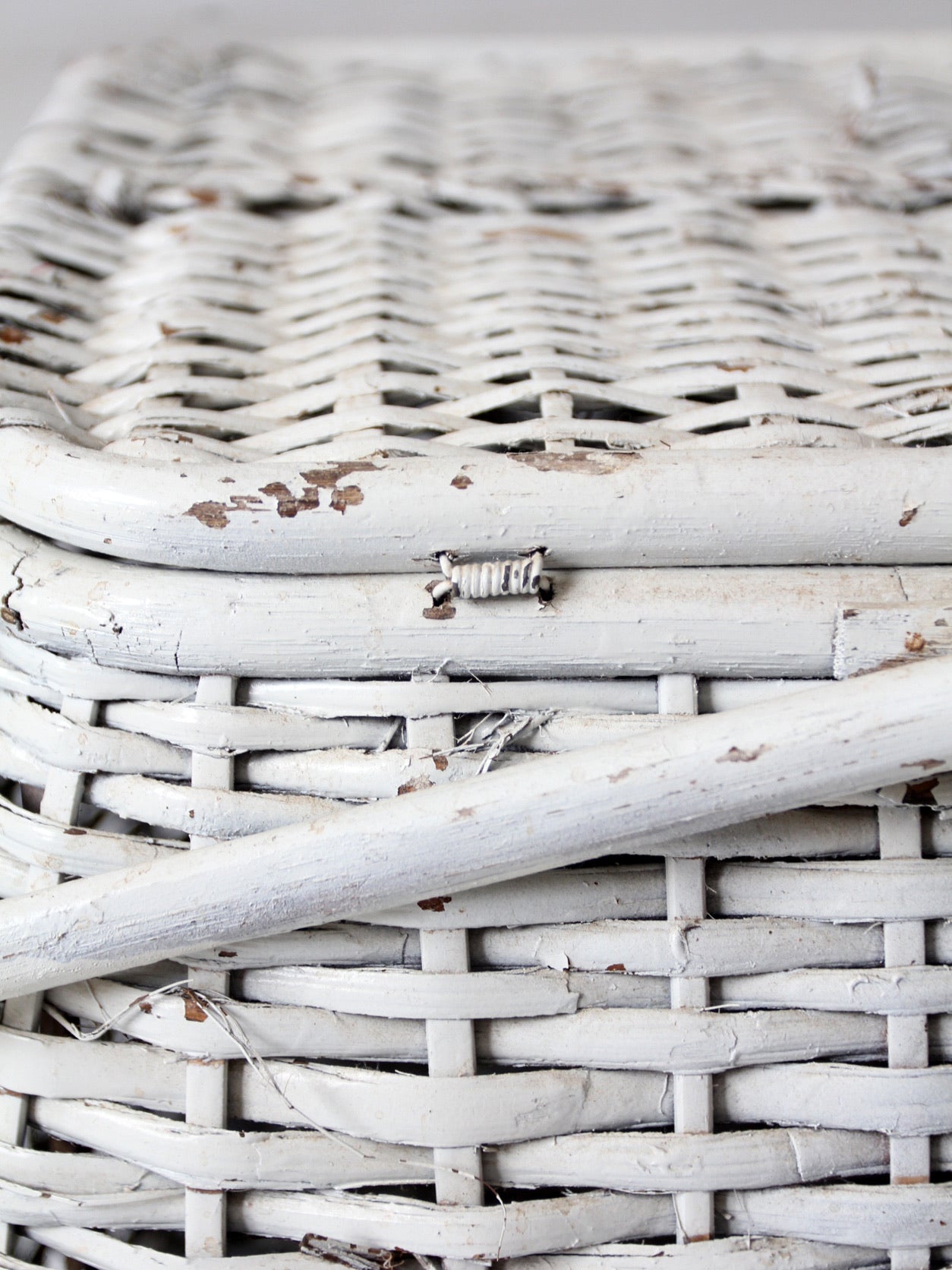 vintage white wicker picnic basket
