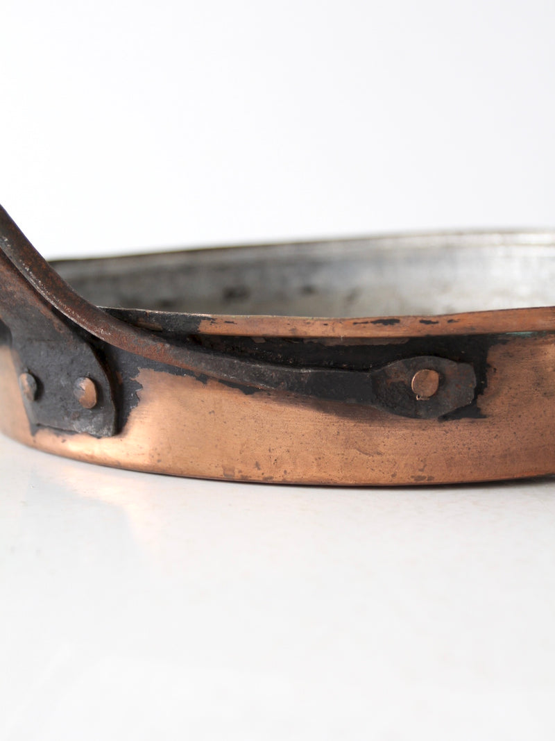 antique copper saute pan