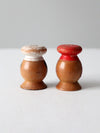 mid-century wood salt & pepper shaker set