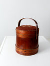 antique firkin with needlepoint lid