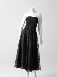 vintage 90s black lace strapless dress