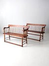 antique spindle back bench pair