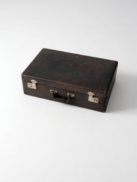 mid century black leather suitcase
