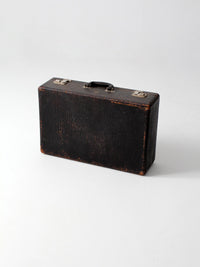 mid century black leather suitcase