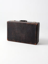 mid century black leather suitcase