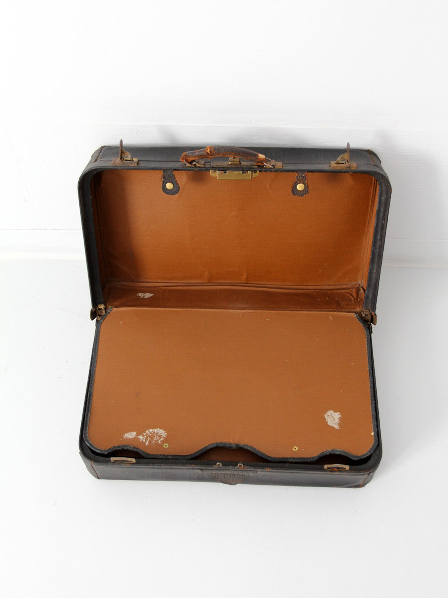 vintage black leather suitcase circa 1930s