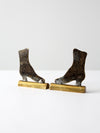 antique brass mantle ornament pair