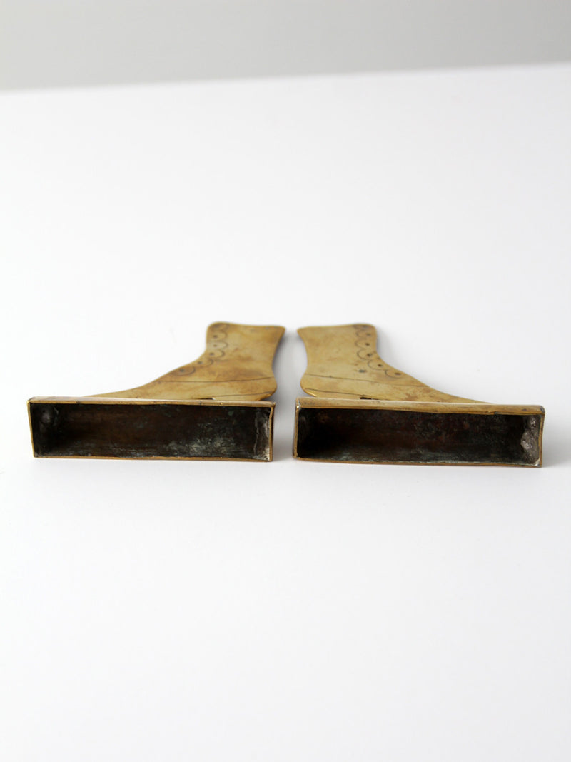 antique brass mantle ornament pair