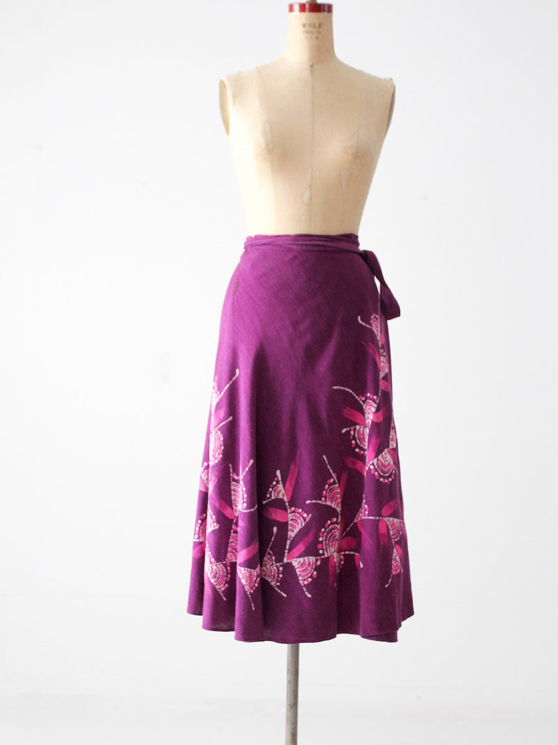 vintage 70s tropical wrap skirt