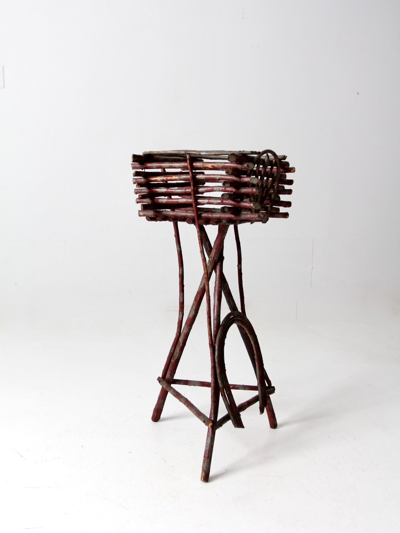 antique Adirondack twig table plant stand