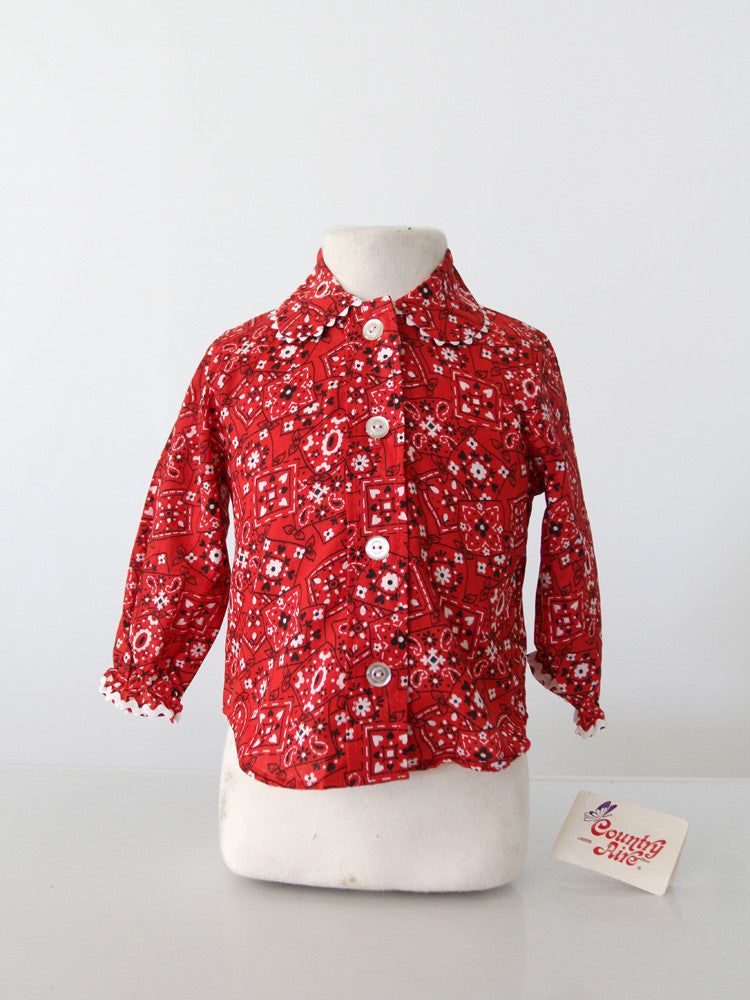 vintage bandana print children's blouse new old stock