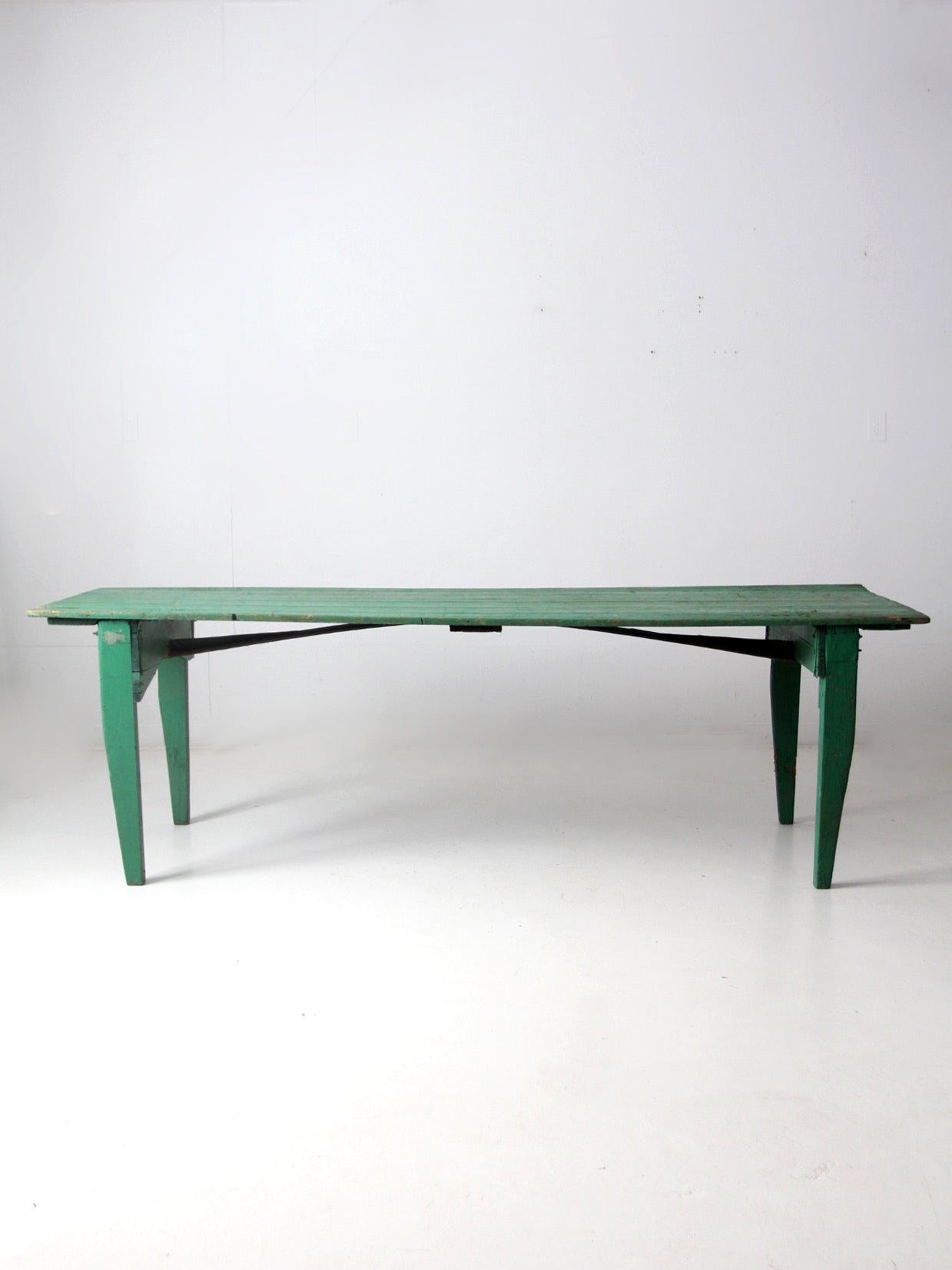 antique painted wooden folding table 8 ft – 86 Vintage