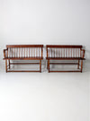 antique spindle back bench pair