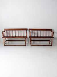 antique spindle back bench pair