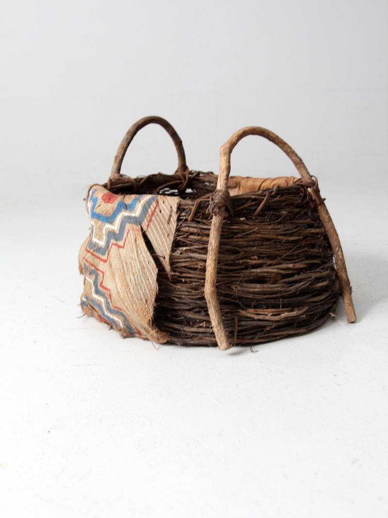 antique painted bark basket