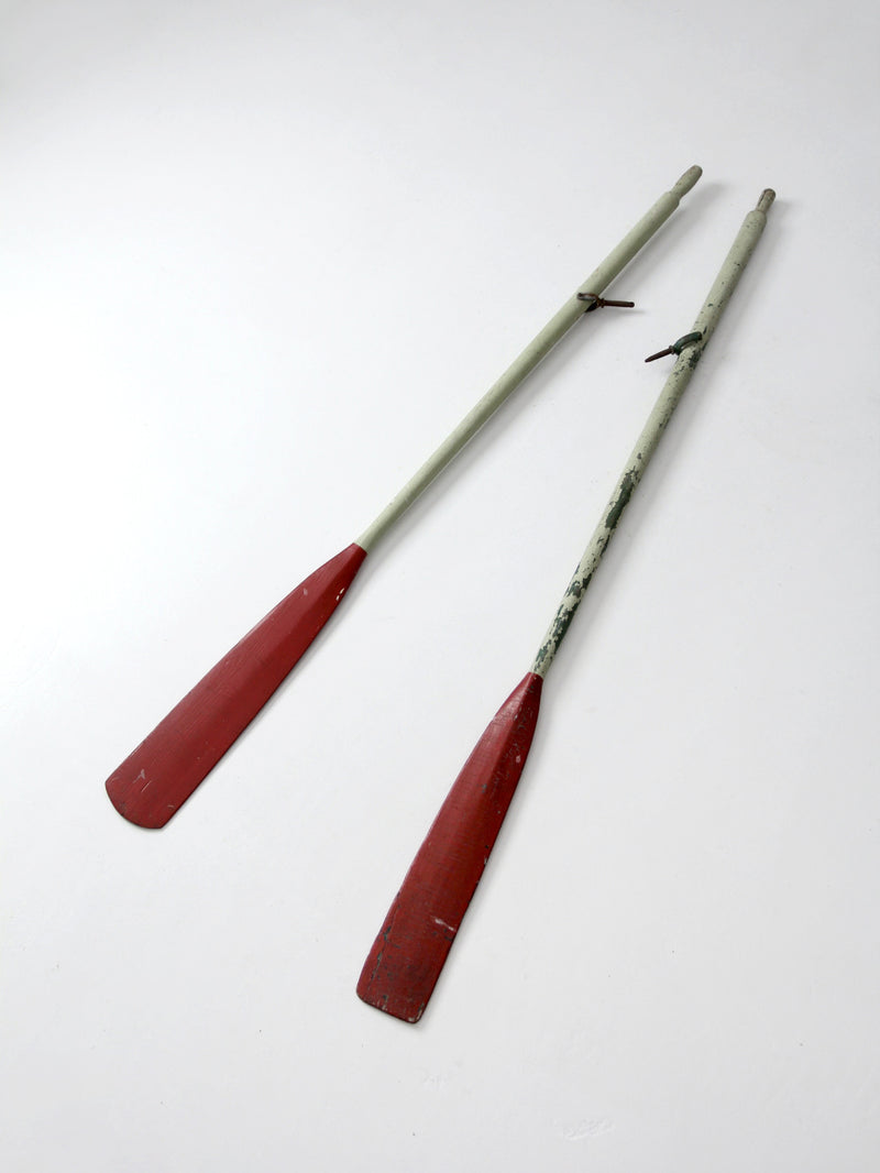 vintage painted wooden oars pair