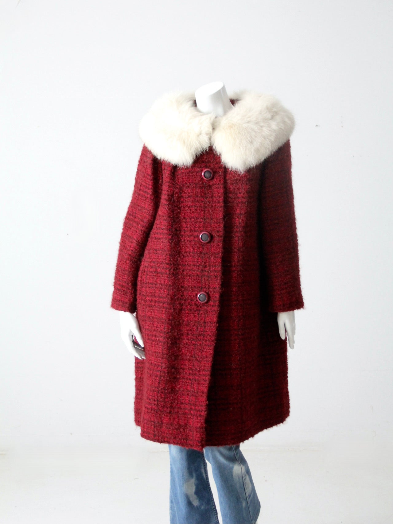 vintage 60s swing coat with fur collar 86 Vintage