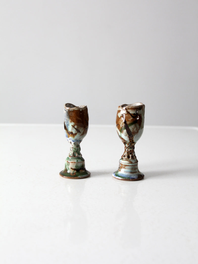 vintage studio pottery candle holders