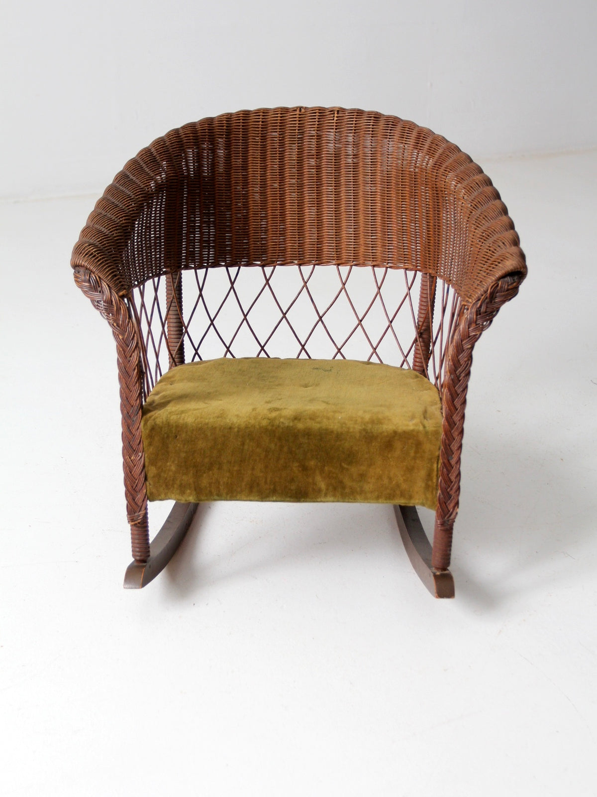 antique children's wicker rocking chair