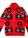 vintage red snowflake cowichan sweater