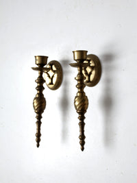 vintage brass candle sconces pair