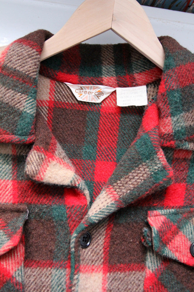 vintage 70s plaid wool coat by Career Club