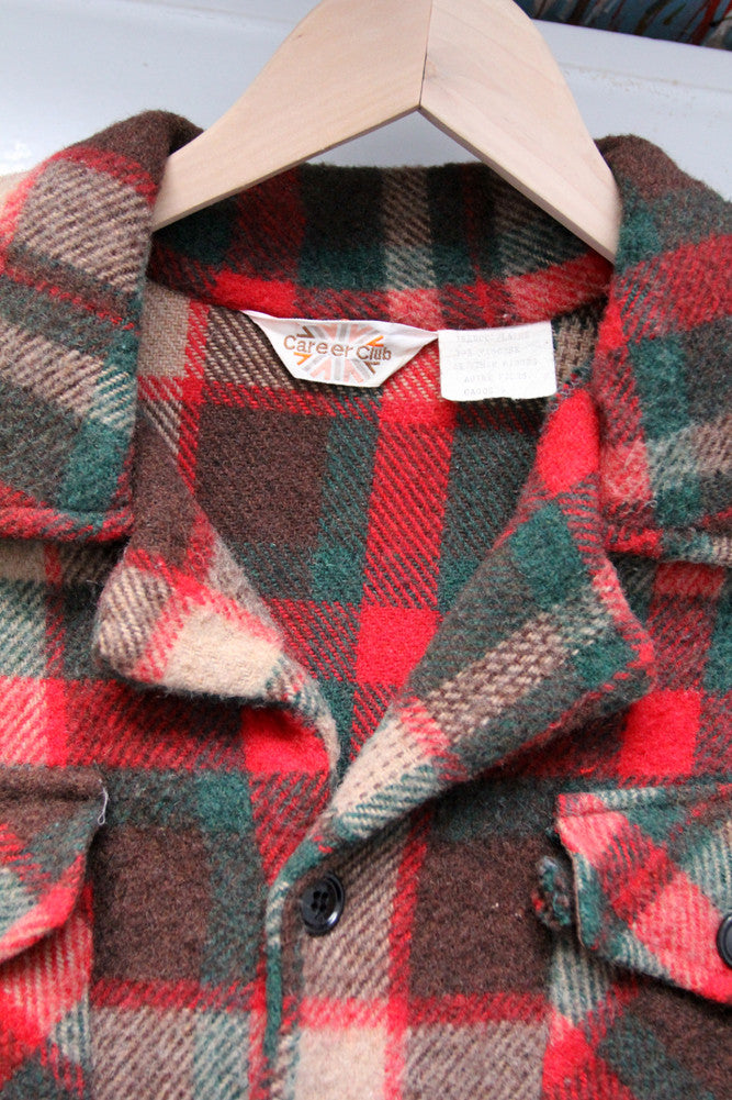 vintage 70s plaid wool coat by Career Club 86 Vintage