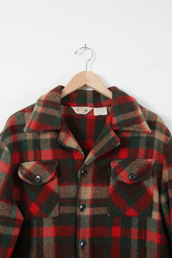 vintage 70s plaid wool coat