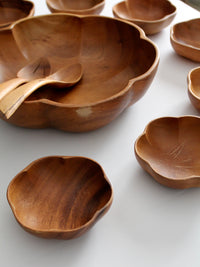 mid-century wooden serving bowl set