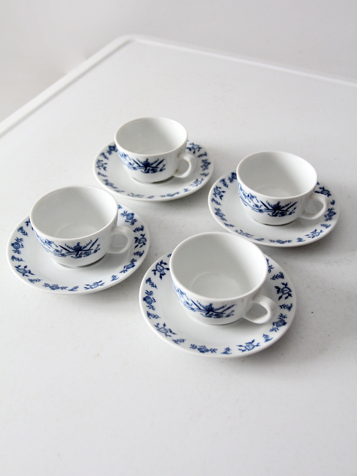 vintage Porsgrund porcelain tea cup and saucer sets