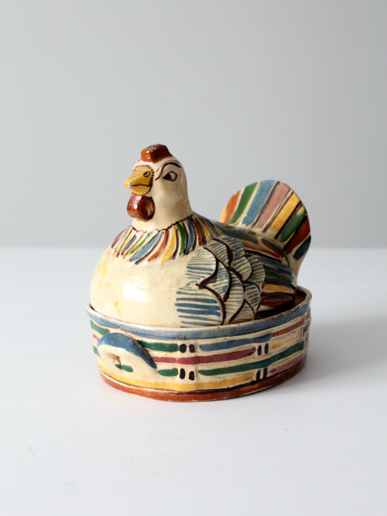 vintage Tonala ceramic chicken covered dish