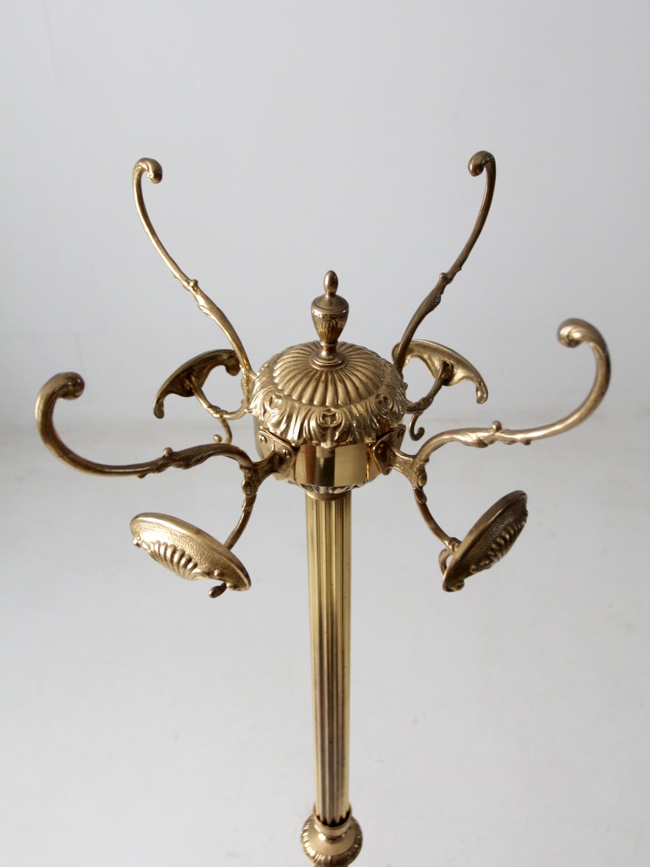 Italian Hollywood Regency Brass Floor Coat Rack, 1980s for sale at Pamono