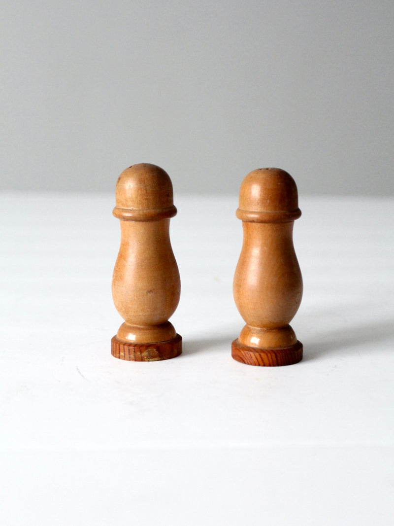 vintage wood salt and pepper shakers