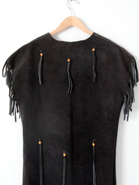 vintage suede leather fringe dress