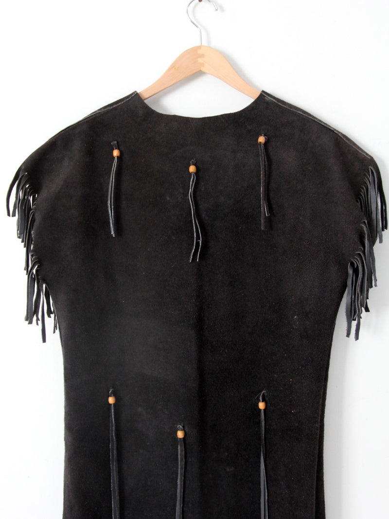vintage suede leather fringe dress