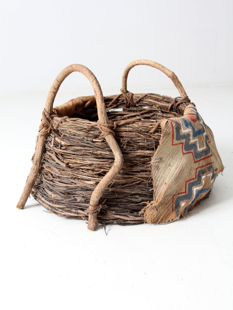 antique painted bark basket