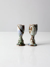 vintage studio pottery candle holders