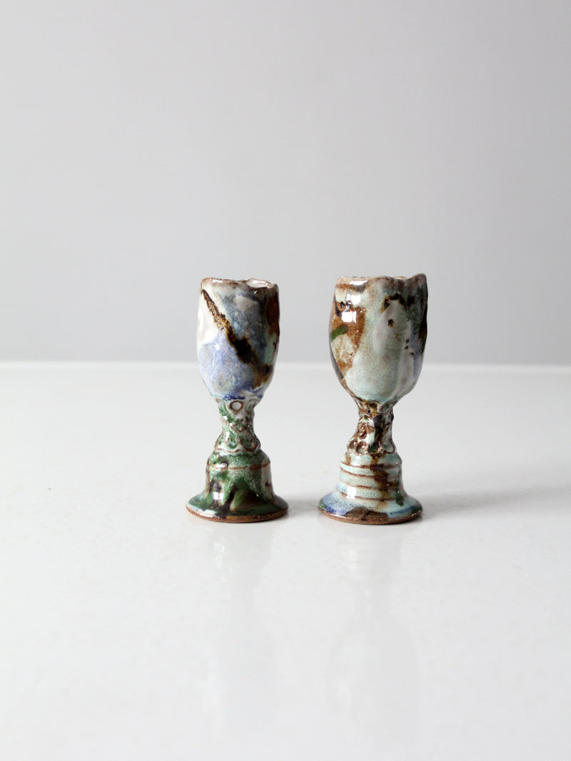 vintage studio pottery candle holders