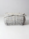 vintage white wicker picnic basket