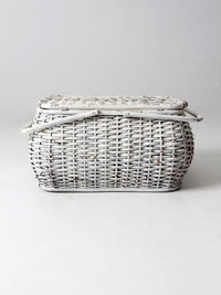 vintage white wicker picnic basket